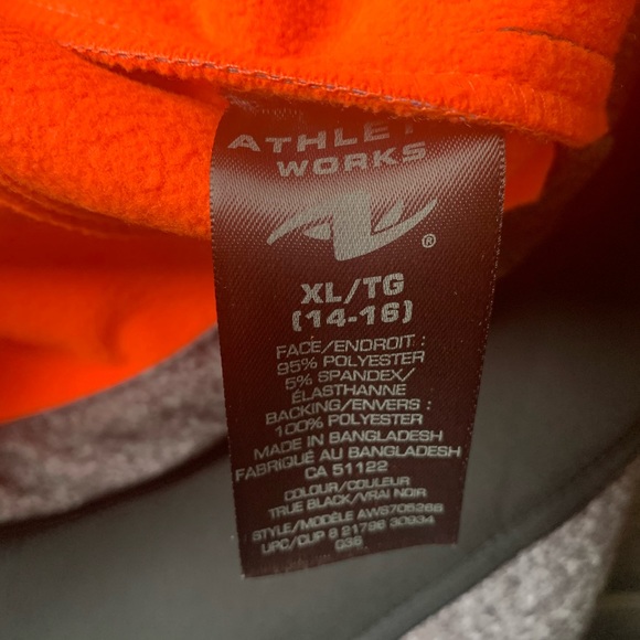 Boys Size 14-16 X-Large Hooded Jacket from Athletic Works. Black/Gray/Orange New - Picture 6 of 7